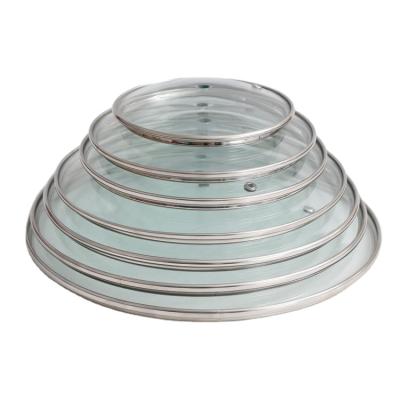 China 28cm Round Tempered Glass Pot Cover Viable Lid With Ring For Wok Stainless Steel Soup Pot for sale