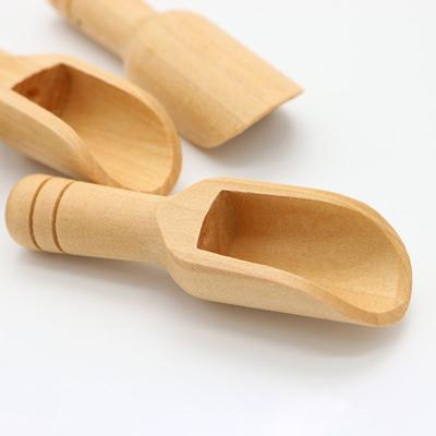 China Viable Wholesale Mini Flat Wooden Short Wooden Scoops Coffee Scoop Bath Salts for sale