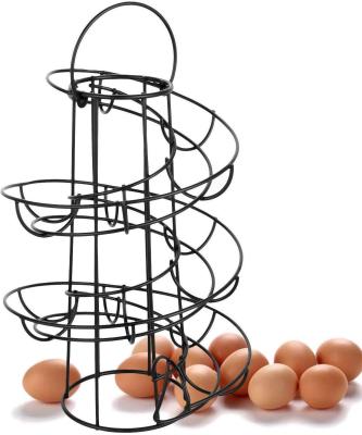 China New Design Metal Egg Skelter Dispenser Stand Viable Spiral Egg Storage Basket for sale