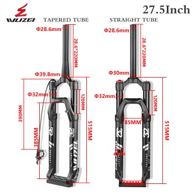 China WUZEI MTB mountain bikes fork bicycle 27.5 inch suspension air oil shoulder/mountain bike wire control bifurcates mtb bicycle suspension fork for sale