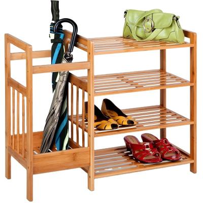 China (Size)Adjustable Entryway Convenient, Durable and Healthy Shoe Racks 4 Layers Storage Wooden Rack Organizer Stand Shoe Umbrella for sale