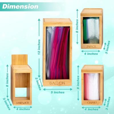 China Viable Bamboo Ziplock Bag Storage Organizer For Drawer Laser Print Food Sandwich Storage Bag Organizer Holder Plastic Bag for sale