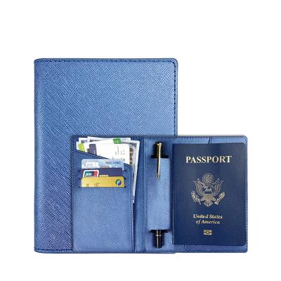 China RFID Business Style Passport Holder Wallet PU Leather Passport Cover Case For Travel With Multi-slots Custom Logo Packaging for sale