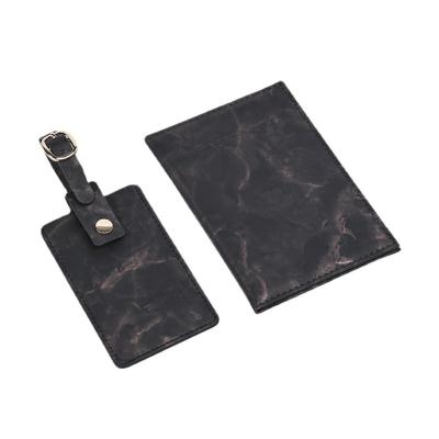 China Promotion Gifts Marbling PU Leather Passport Cover Holder And Luggage Tag Set Combo For Box Custom Logo Travel Travel Promotion Gifts for sale