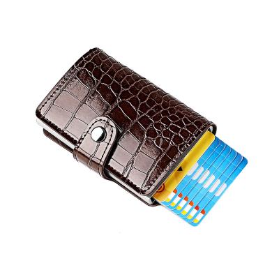 China Fashion Crocodile Pattern RFID Blocking Card Holder Wallet Credit Card Holders PU Leather Purse Can Custom Logo Packaging for sale