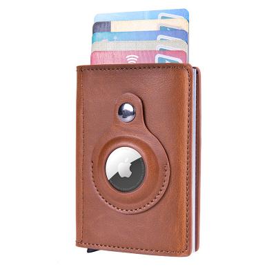 China Fashion Vintage PU Leather Airtag and Credit Card Holder Wallet RFID GPS Protection and Card Holder Purse Can Custom Logo Packaging for sale