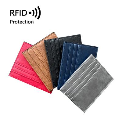 China Slim Fashion RFID Protective Card Holder PU Leather Credit Card Holders Wallet Can Custom Logo Packaging Promotion Gifts for sale