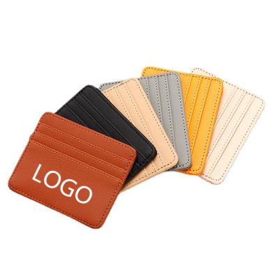 China Leather Purse Logo Make Your Own Custom Design Hot Sale Slim Faux Leather Credit Card Holder Fashion PU Wallet 4 Slots Pocket for sale