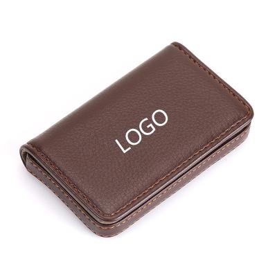 China Fashion Factory Price PU Leather Business Card Holder Box Wholesale Custom Logo Packaging Card Holder Wallet Men Women for sale