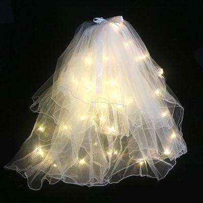 China Each Romantic LED Wedding Veil For Bride Glowing White Light Up Bridal Veils With Comb Clip For Party Photobook Party Promotions for sale