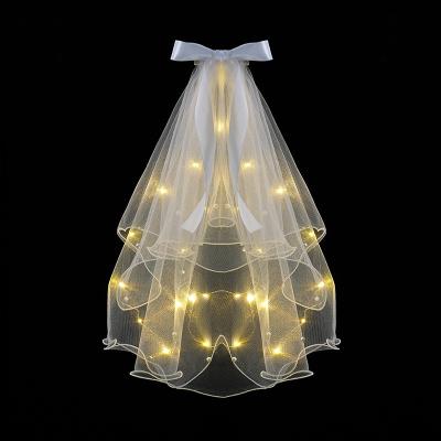 China Each Romantic LED Wedding Veil For Bride Light Glowing White Bridal Veils With Clip For Party Photobook Party Promotions for sale