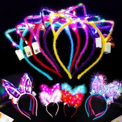 China Each Hot Sale Cat Ears LED Headband Clips For Women Girls Love Light Up Headband For Party Club Headbands Luminous Promotion Gifts for sale