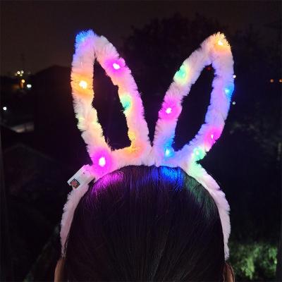 China Each Hot Sale Bunny Ears LED Headband Clips For Women Girls Light Up Headband For Party Club Headbands Promotion Party Supplies for sale