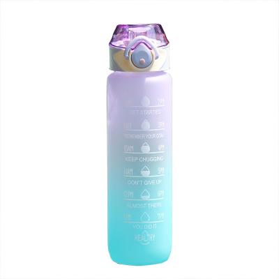 China CLASSIC CLASSIC Gradient Color Hot Selling Large Capacity Plastic Sports Bottle Leakproof Tritan Motivational Bottled Water Bottle With Straw And Time for sale