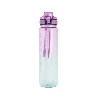 China CLASSIC Outdoor Gym Reusable 1000ml Custom Motivational Marker Sports Plastic Water Bottle for sale