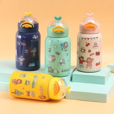 China Portable Cartoon Anti Bounce Cover Drop Water Cup Duckbill Stainless Steel Insulation Cup for sale