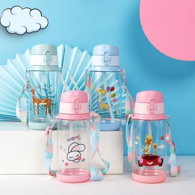 China Cartoon cartoon children's shoulder strap can cross diagonally, portable water cup baby kindergarten spring water cup for sale