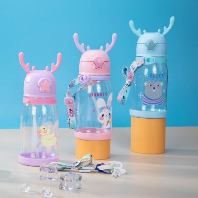 China Hot Selling Cute Cartoon Child Water Bottle Cartoon Kids Drinks Portable Cup With Straw for sale