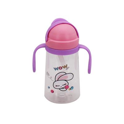 China Hot Selling Cartoon Baby Drinking Cup Cartoon With Handle Portable Drop Resistant 450ML Baby Bottle BPA Free for sale