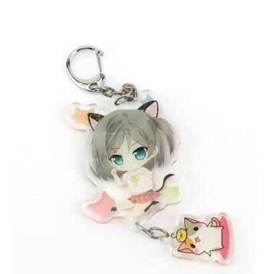 China Custom Clear Epoxy Plastic Anime Gift Photo Glitter Bilateral Printed Acrylic Key Chain for sale