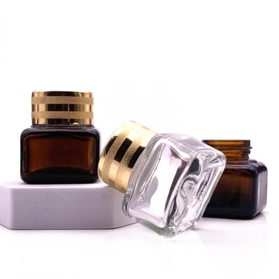 China Wholesale Cosmetic Factory Small Eyeshadow Jar Square Eye Cream Glass Bottle 15g for sale