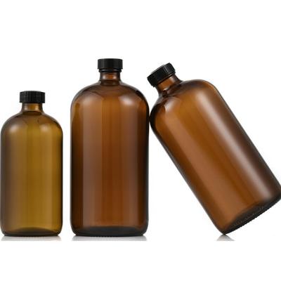 China Amber Color Hair Oil Boston Cosmetic Bottle 240ml 480ml 1000ml Chinese Factory Price High End Packing for sale