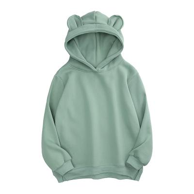 China 2022 Fashion Custom Cotton Anti-pilling Bear Ears Shear Plain Blank Kids Baby Hoodies For Children for sale