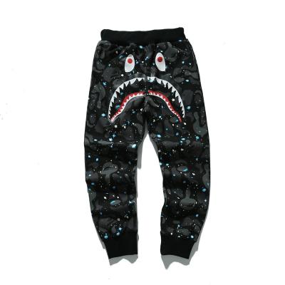 China QUICK DRY Custom Slim Leisure Camouflage Blood OEM Bape Long Slim Fit Shark Pants Jogger Sweatpants For Men for sale