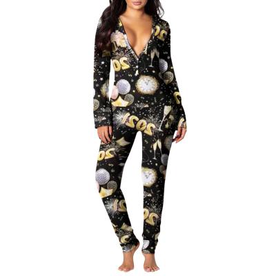 China Wholesale QUICK DRY One Piece Loungewear Onesie Short Sexy Print Black Overalls For Women Pajamas for sale