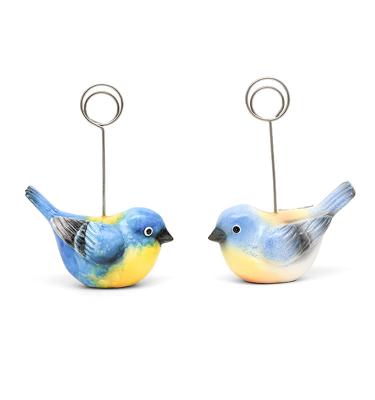 China New Eco-friendly 3D Bird Shaped Base Iron Wire Round Notes Unique Ceramic Business Card Holders Desktop Business Card Holders for sale