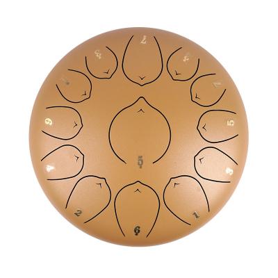 China Carbon steel factory supply the small size design 12 inch (30cm) 13 tongue gold sand skein drum C main embalmed drum steel tongue drum for sale