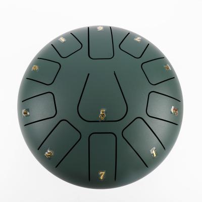 China Carbon Steel Factory Supply The Small Size Design 8 Inch (20cm) 11 Tongue Drum G Dark Green Main Embalmed Drum Steel Tongue Drum for sale