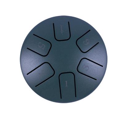 China New Design 3.8 Carbon Steel 2023 Inch 6 Tongue Drum Dark Green Skein Mini Drum Embalmed Steel Tongue Drum for sale