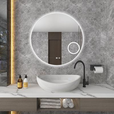 China Waterproof Wall Mounted Touch Screen Magnifying Anti Fog Around Smart Bathroom Mirror With LED Light for sale