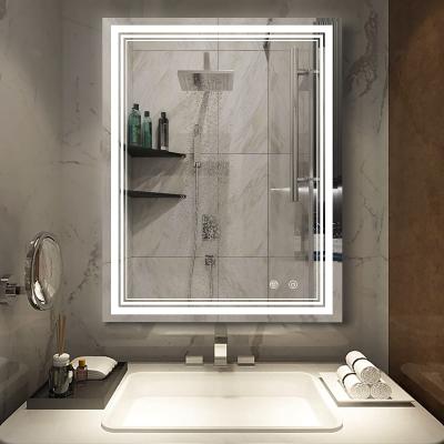 China Magnifying Modern Style Bathroom Wall Mounted Vanity Decorated Mirror With Led Light for sale