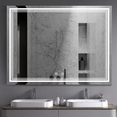 China Popular Design Magnifying Frameless Smart Vanity Mirror With Led Bathroom Wall Silver Mirror for sale