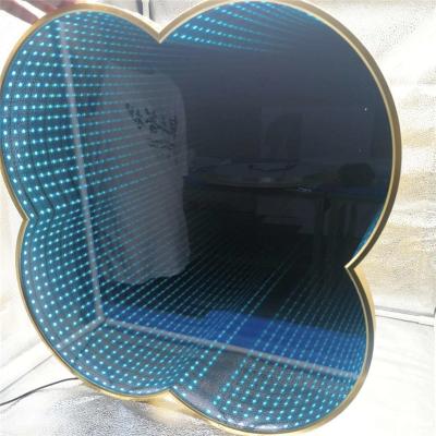 China Customized Magnifying Neon Lights Party Events Wedding Infinite Multilayer Wall Mirror For Bar for sale