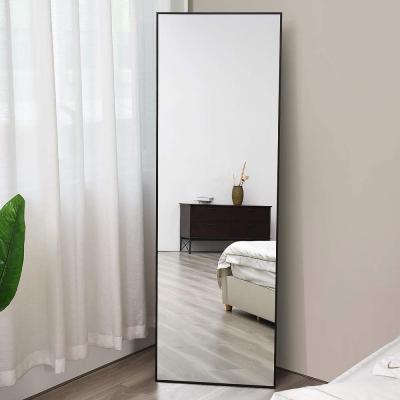 China Wall Mounted High Floor Standing Mirror Full Mirror Viewing Angle Metal Frame Light Decoration for sale