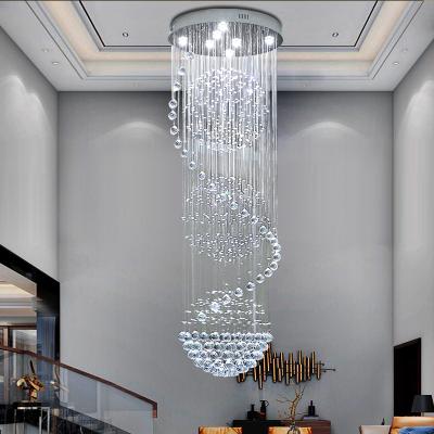 China Modern luxury chandeliers and pendant lights lobby k9 ceiling spiral crystal chandelier for sale