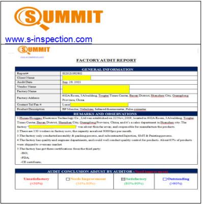 China Pulse Oximeter Electronic Inspection , USD 128-218  Factory Audit Services for sale