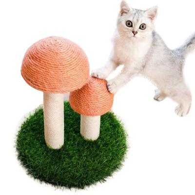 China Viable Wholesale New Fashion Mushroom Cat Climbing Rack Sisal Cat Scratch Bimodal Cat Tree Board for sale