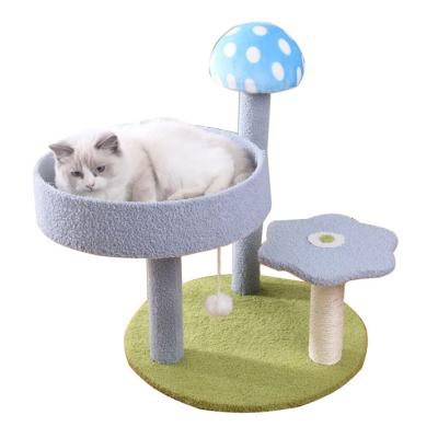 China 2022 viable new design Gray Elegant Scratching Tree Large Cat Tree Wood Assembled Sisal Cat Tree for sale