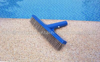 China Blue Cleaning Swimming Pool Accessories Stainless Steel Algae Brush With 12cm Handle for sale