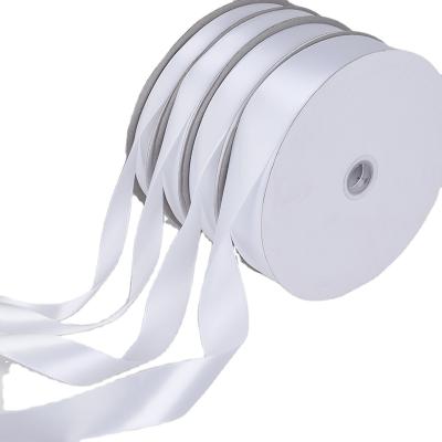 China Double Faced Double Faced Polyester Satin Ribbon Wedding Gift DIY Gift Wrapping DIY Silk Woven Edge Edge Ribbon-100 Yards,White for sale