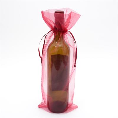 China Wholesale Fancy Recyclable Christmas Organza Mesh 15*38cm Organize Wine Bottle Net Bag for sale