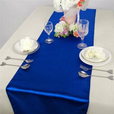 China Solid Color 12x108 inch Wholesale Amazon Navy Blue Party Banquet Wedding Satin High Quality Luxury Shiny Table Runner for sale