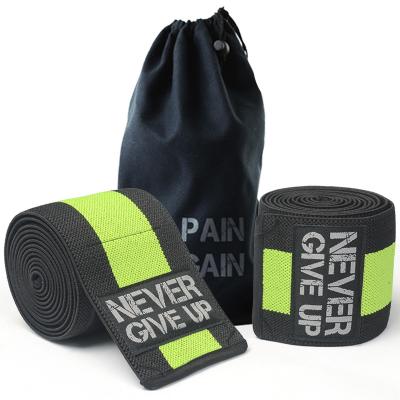 China Women Unisex Gym Men's Elastic Knee Wraps Bandages Lifting Guard Pads Sleeves CrossFit Weightlifting Power Straps for sale