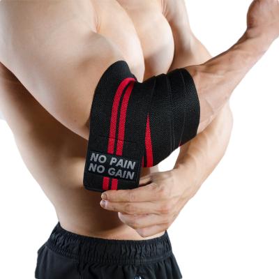 China Color Gym Fitness Adult Elastic Weightlifting Powerlifting Adjustable Nylon Elbow Braces Men Women for sale