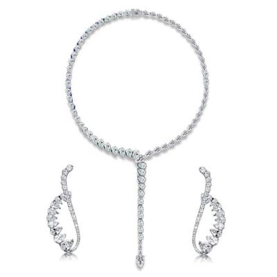 China FASHIONABLE Silver Jewelry Set Earring Ring Necklace Silver Jewelery China Wholesale 925 Heavy Zircon Luxury Wedding Jewelry Set for sale