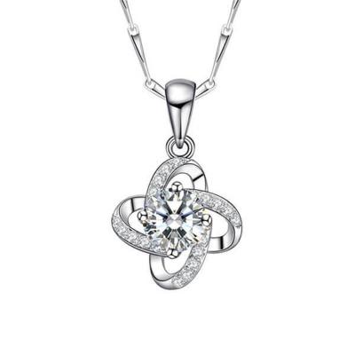 China Wholesale Platinum Plated Tiny Zircon Crystal Pendant Silver Chain Necklace CLASSIC for sale